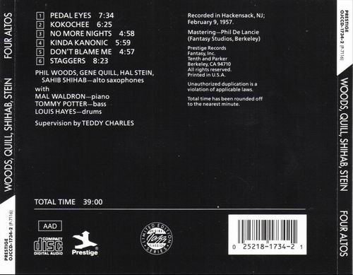 Phil Woods, Gene Quill, Sahib Shihab, Hal Stein -  Four Altos (1957)