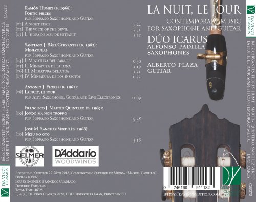 Alfonso Padilla - Baez Cervantes, Flores, Humet, Martin Quintero, Sanchez Verdu: La nuit, le jour (Contemporary Music for Saxophone and Guitar) (2020)