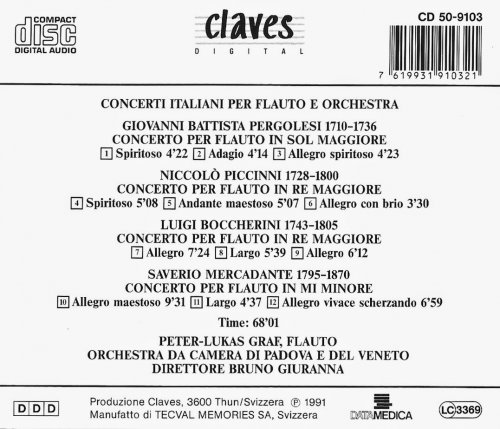 Peter-Lukas Graf - Italian Flute Comcertos: Pergolesi, Piccini, Bocherini, Mercadante (1991)