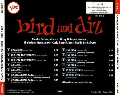 Charlie Parker & Dizzy Gillespie - Bird And Diz (1950) CD Rip