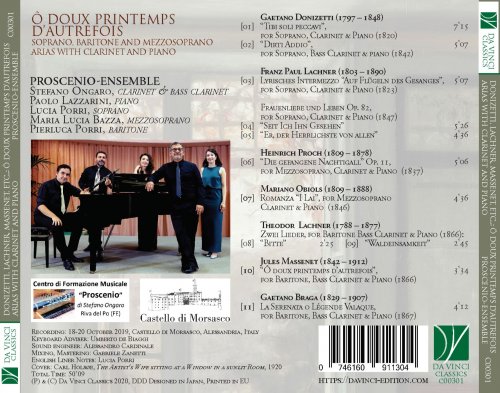 Proscenio-Ensemble - Braga, Donizetti, Lachner, Massenet, Obiols, Proch: Ô doux printemps d'autrefois (Soprano, Baritone and Mezzosoprano Arias with Clarinet and Piano) (2020)