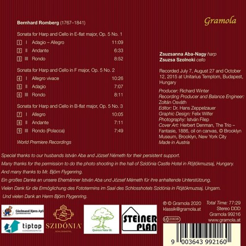 Zsuzsanna Aba-Nagy - Romberg: Harp Sonatas Nos. 1-3, Op. 5 (Version for Harp & Cello) (2020)