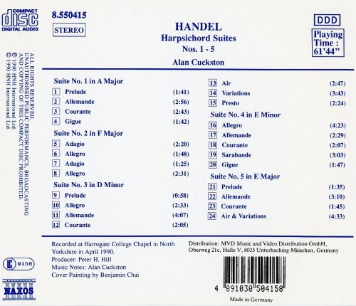 Alan Cuckston - Handel: Harpsichord Suites Nos. 1-5, HWV 426-430 (1990)