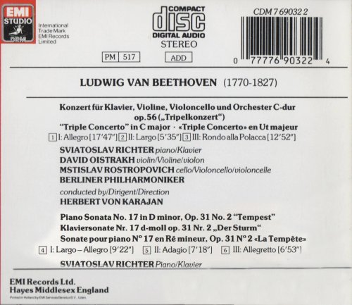 Oistrakh, Rostropovich, Richter - Beethoven: Triple Concerto, Piano Sonata No. 17 (1987)
