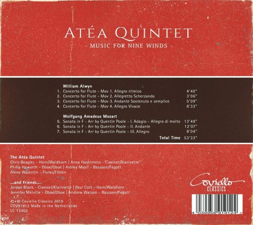 Atea Quintet - Music For Nine Winds: Works By Alwyn & Mozart (2019) [Hi-Res]