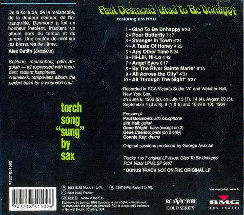 Paul Desmond - Glad To Be Unhappy (2001)