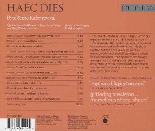 Annie Lydford, Nick Lee, Choir of Gonville, Caius College, Cambridge, Geoffrey Webber - HAEC DIES: Byrd & the Tudor revival (2012) [Hi-Res]