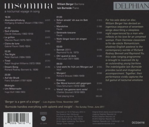 William Berger & Iain Burnside - Insomnia: A nocturnal voyage in song (2012) [Hi-Res]
