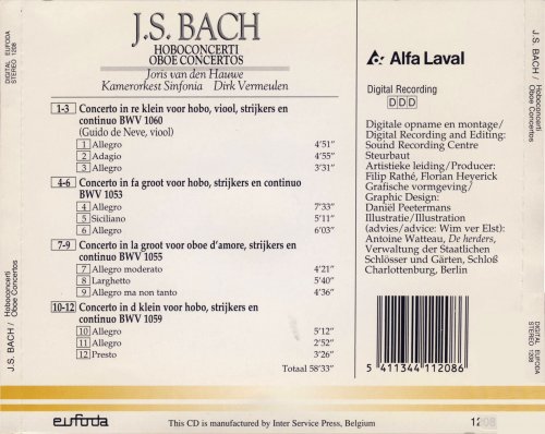 Joris van den Hauwe, Dirk Vermeulen - J.S.Bach: Oboe Concertos (1994)