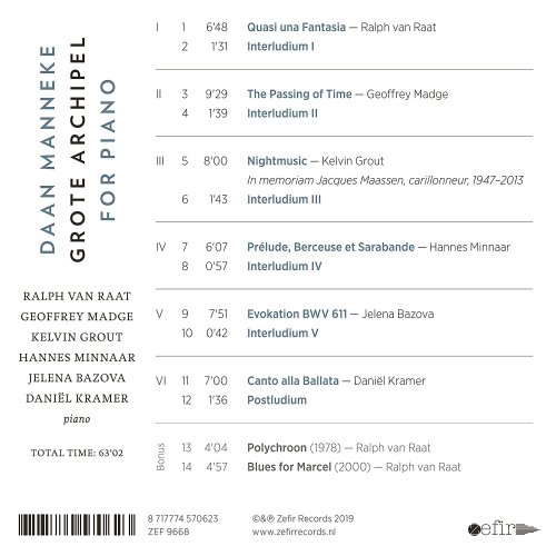 Ralph van Raat, Geoffrey Douglas Madge, Kelvin Grout, Hannes Minnaar, Jelena Bazova, Daniel Kramer - Daan Manneke: Grote archipel, Polychroon & Blues for Marcel (Live) (2019) [Hi-Res]