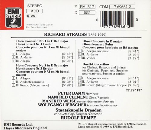 Staatskapelle Dresden, Rudolf Kempe - Strauss: Wind Concertos (1989)