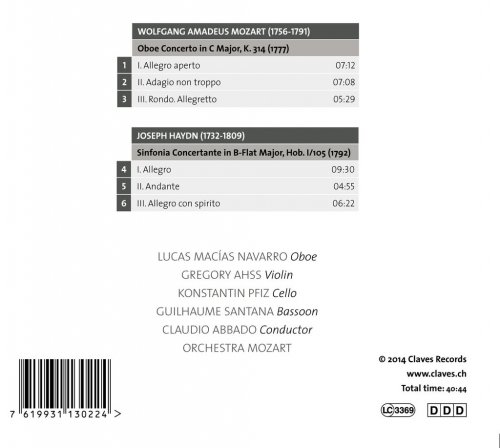 Lucas Macías Navarro, Guilhaume Santana, Konstantin Pfiz, Gregory Ahss, Orchestra Mozart, Claudio Abbado - Mozart: Oboe Concerto K. 314 - J. Haydn: Sinfonia concertante, Hob. I:105 (2014) [Hi-Res]