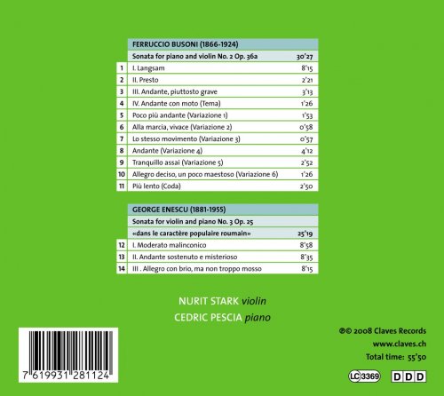 Nurit Stark & Cédric Pescia - Busoni: Sonata for Piano & Violin No. 2 - Enescu: Sonata for Violin & Piano No. 3 (2008) [Hi-Res]