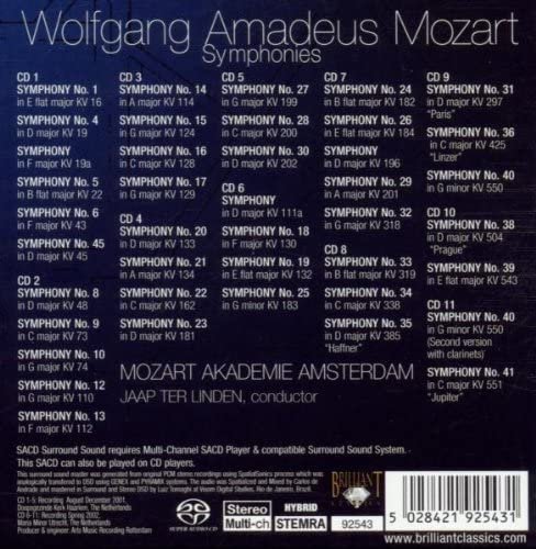 Jaap ter Linde, Mozart Akademie Amsterdam - Mozart Symphonies Boxset (11 SACD Box set) (2005) [SACD]
