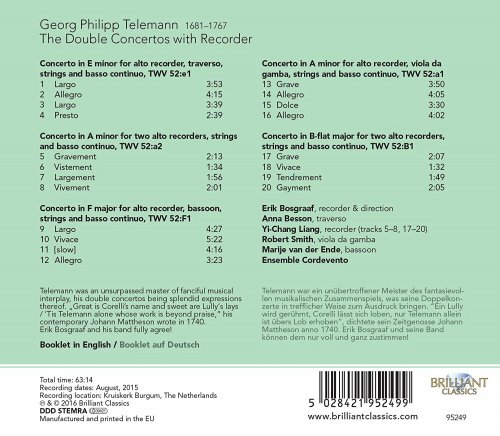 Erik Bosgraaf - Telemann: The Double Concertos with Recorder (2016) [Hi-Res]