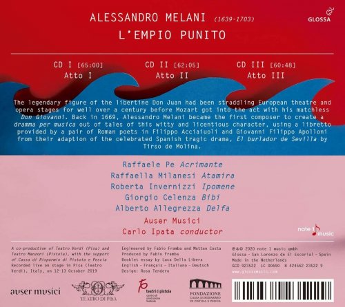 Raffaele Pe, Raffaela Milanesi, Roberta Invernizzi, Giorgio Celenza, Alberto Allegrezza, Auser Musici & Carlo Ipata - Melani: L'empio punito (Live) (2020) [Hi-Res]