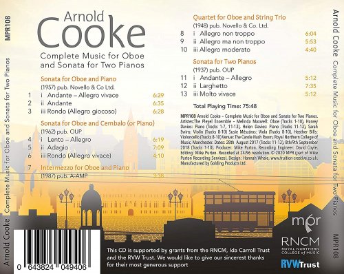 The Pleyel Ensemble - Arnold Cooke: Complete Music for Oboe & Sonata for Two Pianos (2020) [Hi-Res]