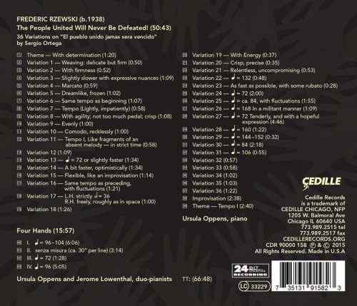 Ursula Oppens, Jerome Lowenthal - Rzewski: The People United Will Never Be Defeated! & 4 Hands (2015) [Hi-Res]