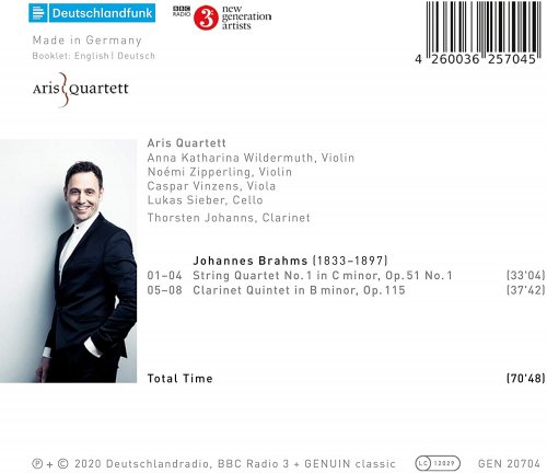 Aris Quartett, Thorsten Johanns - Brahms: String Quartet No. 1 in C Minor, Op. 51 No. 1 & Clarinet Quintet in B Minor, Op. 115 (2020) [Hi-Res]