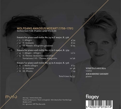 Amandine Savary & Vineta Sareika - Mozart: Piano and Violin Sonatas, K. 376, K. 379 & K. 526 (2020) [Hi-Res]