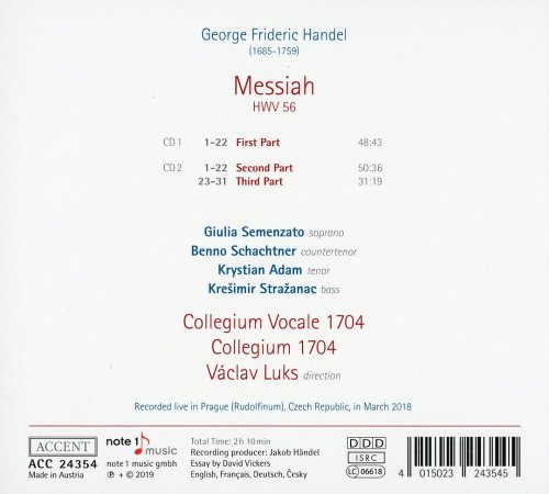 Vaclav Luks, Collegium Vocale 1704, Collegium 1704 - Handel: Messiah (2019) CD-Rip