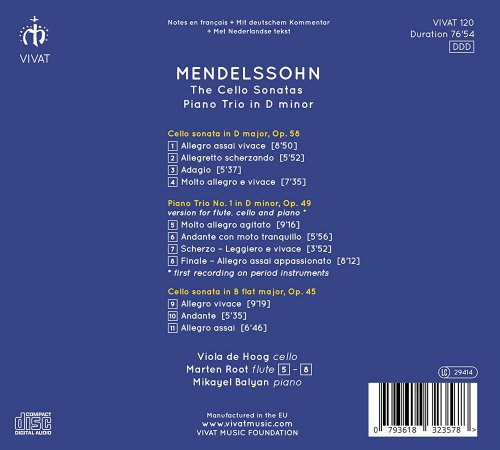 Viola de Hoog, Marten Root & Mikayel Balyan - Mendelssohn: Cello Sonatas & Piano Trio No. 1 (2020) [Hi-Res]