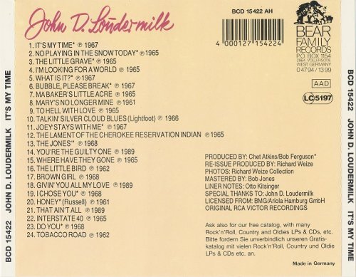 John D. Loudermilk - It's My Time (1990) CD-Rip