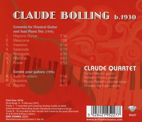 Claude Quartet & Duilio Meucci - Bolling: Concerto for Classical Guitar & Jazz Piano Trio (2016) [Hi-Res]