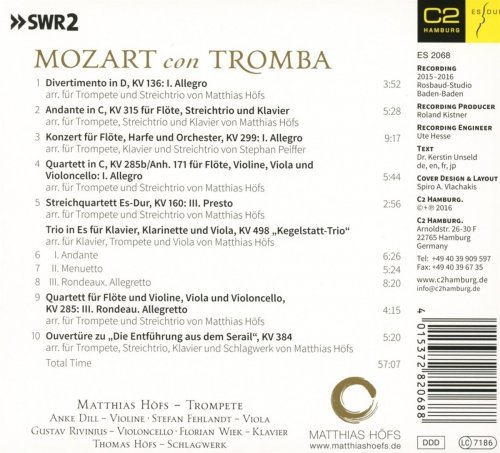 Matthias Höfs, Anke Dill, Stefan Fehlandt, Gustav Rivenius, Florian Wiek, Thomas Höfs - Mozart con Tromba (2016) [Hi-Res]