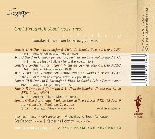 Thomas Fritzsch, Eva Salonen, Michael Schönheit, Katharina Holzhey - Carl Friedrich Abel Ledenburg: Viola da Gamba Sonatas & Trios (2016) [Hi-Res]