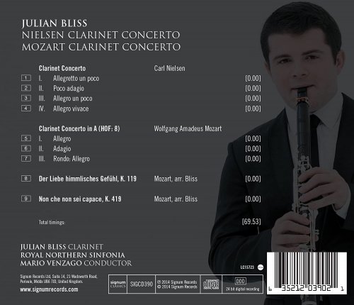 Julian Bliss, Royal Northern Sinfonia, Mario Venzago - Julian Bliss: Nielsen Clarinet Concerto, Mozart Clarinet Concerto (2014) [Hi-Res]