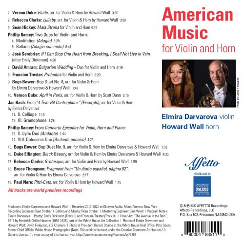 Elmira Darvarova, Howard Wall - American Music for Violin & Horn (2020) [Hi-Res]