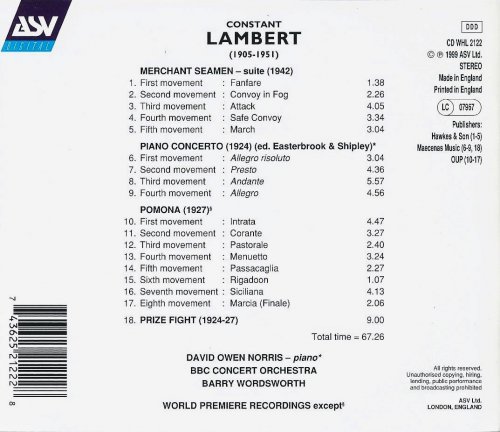 Barry Wordsworth - Lambert: Piano Concerto, Orchestral Works (1999)