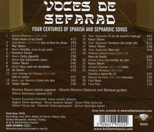 Turkish Ensemble, Romina Basso, Alberto Mesirca, Fahrettin Yarkin - Voces de sefarad: Four Centuries of Spanish and Sephardic Songs (2016) [Hi-Res]