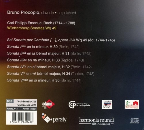 Bruno Procopio - C.P.E. Bach: Württemberg Sonatas Wq. 49 (2015) [Hi-Res]