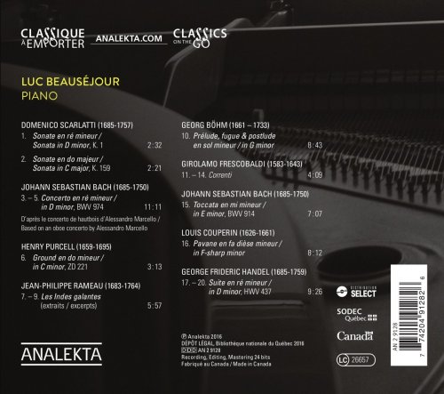 Luc Beauséjour - Baroque Session On Piano (2016) [Hi-Res]