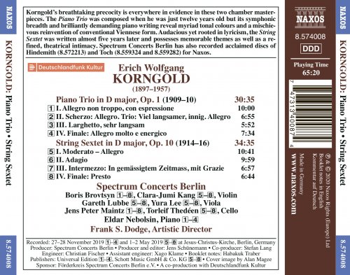 Spectrum Concerts Berlin - Korngold: Piano Trio, Op. 1 & String Sextet, Op. 10 (2020) [Hi-Res]