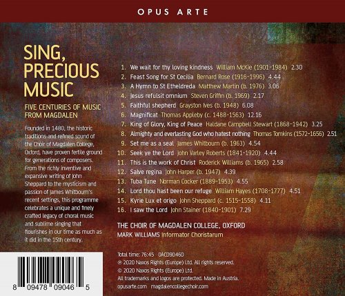 The Choir of Magdalen College, Oxford, Mark Williams - Sing, Precious Music (2020) [Hi-Res]