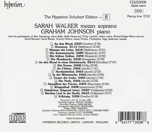 Sarah Walker, Graham Johnson - Schubert: Complete Songs, Vol. 8 (1990)