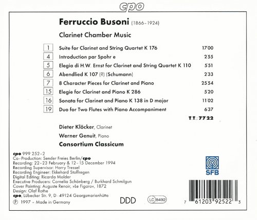 Dieter Klöcker, Werner Genuit, Consortium Classicum - Busoni: Clarinet  Chamber Music (1997) DOWNLOAD on ISRABOX