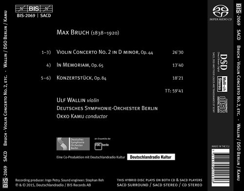 Ulf Wallin, Deutsches Symphonie-Orchester Berlin, Okko Kamu - Bruch: Works for Violin and Orchestra (2015) [Hi-Res]