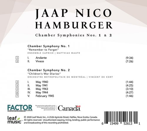 Orchestre Métropolitain, Matthias Maute, Vincent De Kort - Jaap Nico Hamburger: Chamber Symphonies Nos. 1 & 2 (Live) (2020) [Hi-Res]