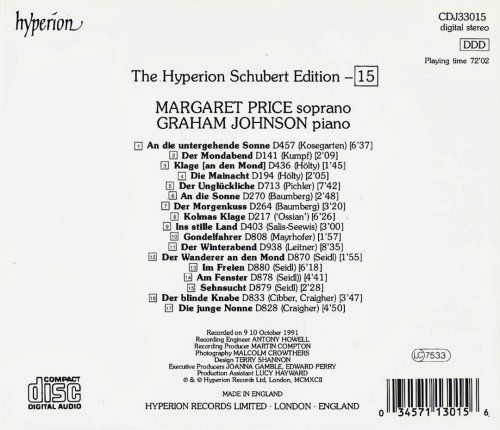 Margaret Price, Graham Johnson - Schubert: Complete Songs, Vol. 15 (1992)