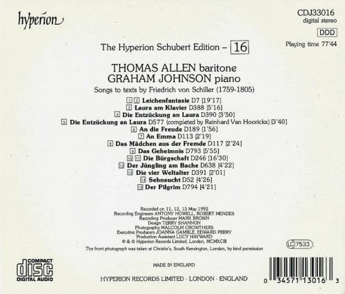 Thomas Allen, Graham Johnson - Schubert: Complete Songs, Vol. 16 (1992)