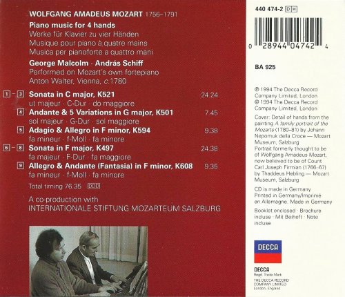 George Malcolm, Andás Schiff - Mozart: Piano Music for 4 Hands (1994)