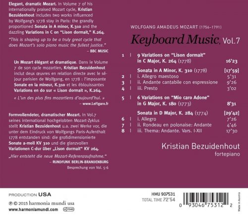 Kristian Bezuidenhout - Mozart: Keyboard Music Vol. 7 (2015) [Hi-Res]