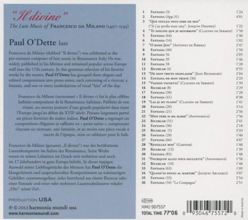 Paul O'Dette - Francesco da Milano: Il divino (2013) [Hi-Res]