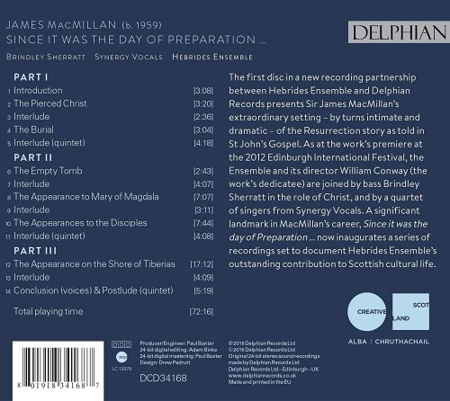Brindley Sherratt, Hebrides Ensemble, Synergy Vocals - MacMillan: Since It Was the Day of Preparation (2016) [Hi-Res]