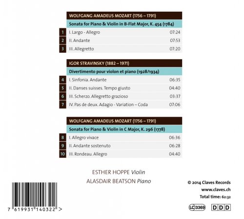 Alasdair Beatson, Esther Hoppe - Mozart & Stravinsky: Works for Violin & Piano (2014) [Hi-Res]