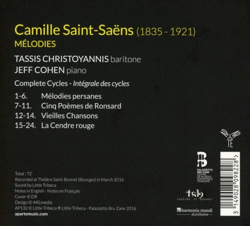 Tassis Christoyannis, Jeff Cohen, Tassis Christoyannis - Saint-Saëns: Mélodies (2016) [Hi-Res]